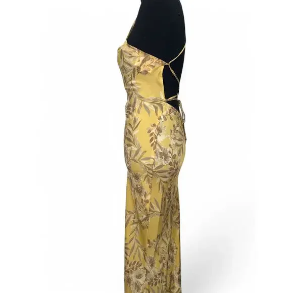 Stone Cold Fox 1 XS Dress Midi Peony Pure Silk print Temptation Gown Women's